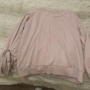 light lavender pullover with tie sleeves